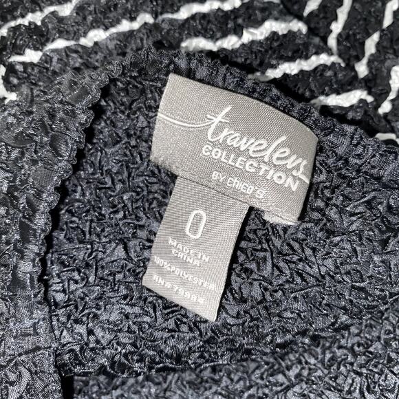 Chico's Travelers LS Open Front‎ Cardigan Black/White Crinkle Striped Size 0 - Picture 5 of 5